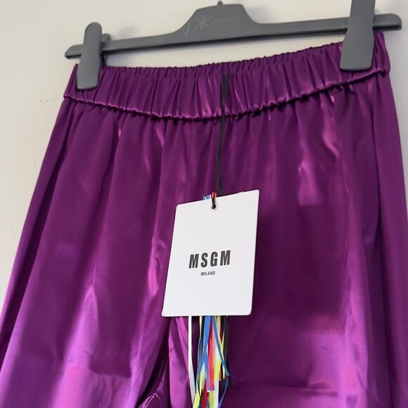 ⭕️ MSGM Pants Purple Satin Medium Designer - Picture 1 of 8